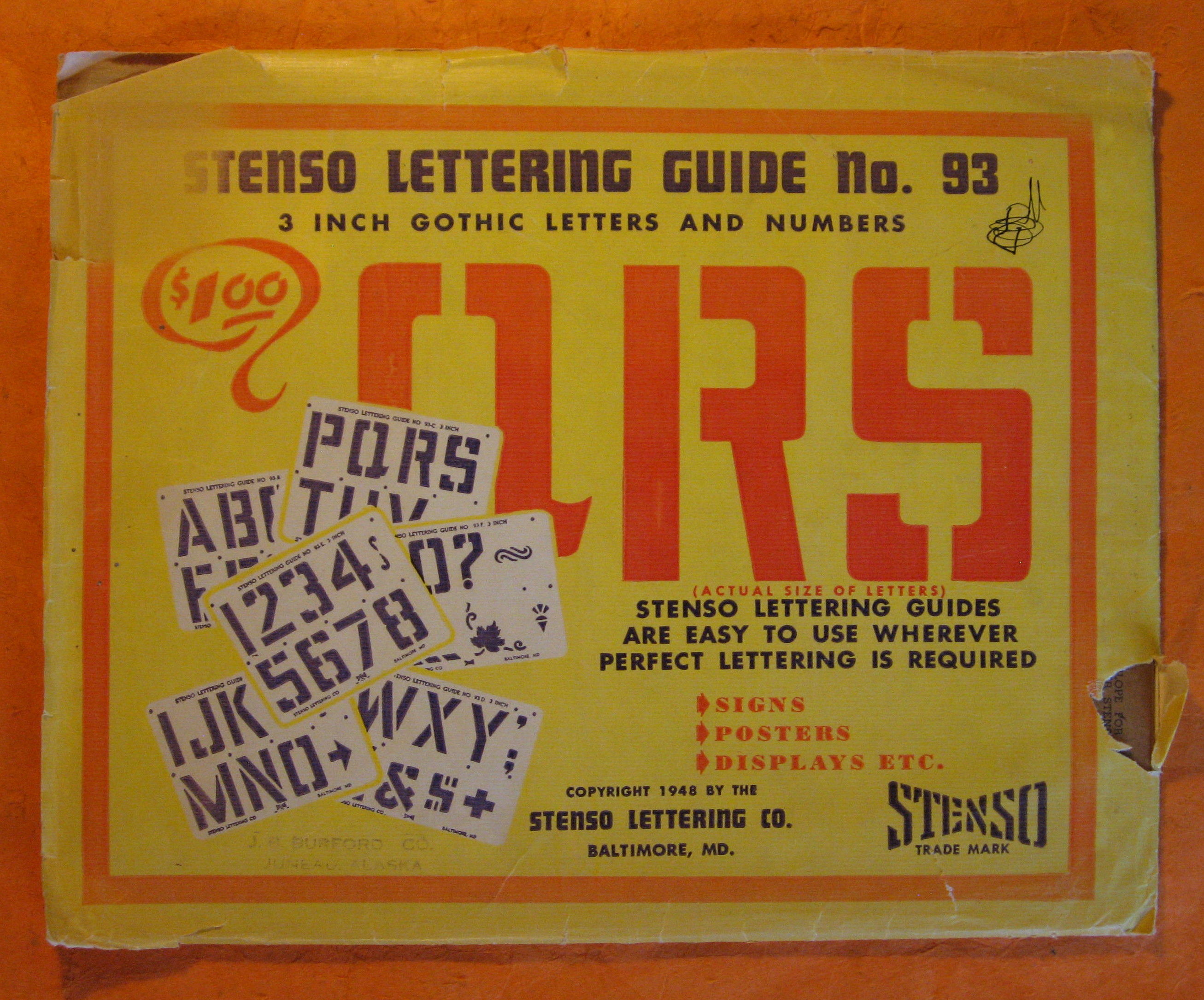 Image for Stenso Lettering Guide No. 93:  3 Inch Gothic Letters and Numbers